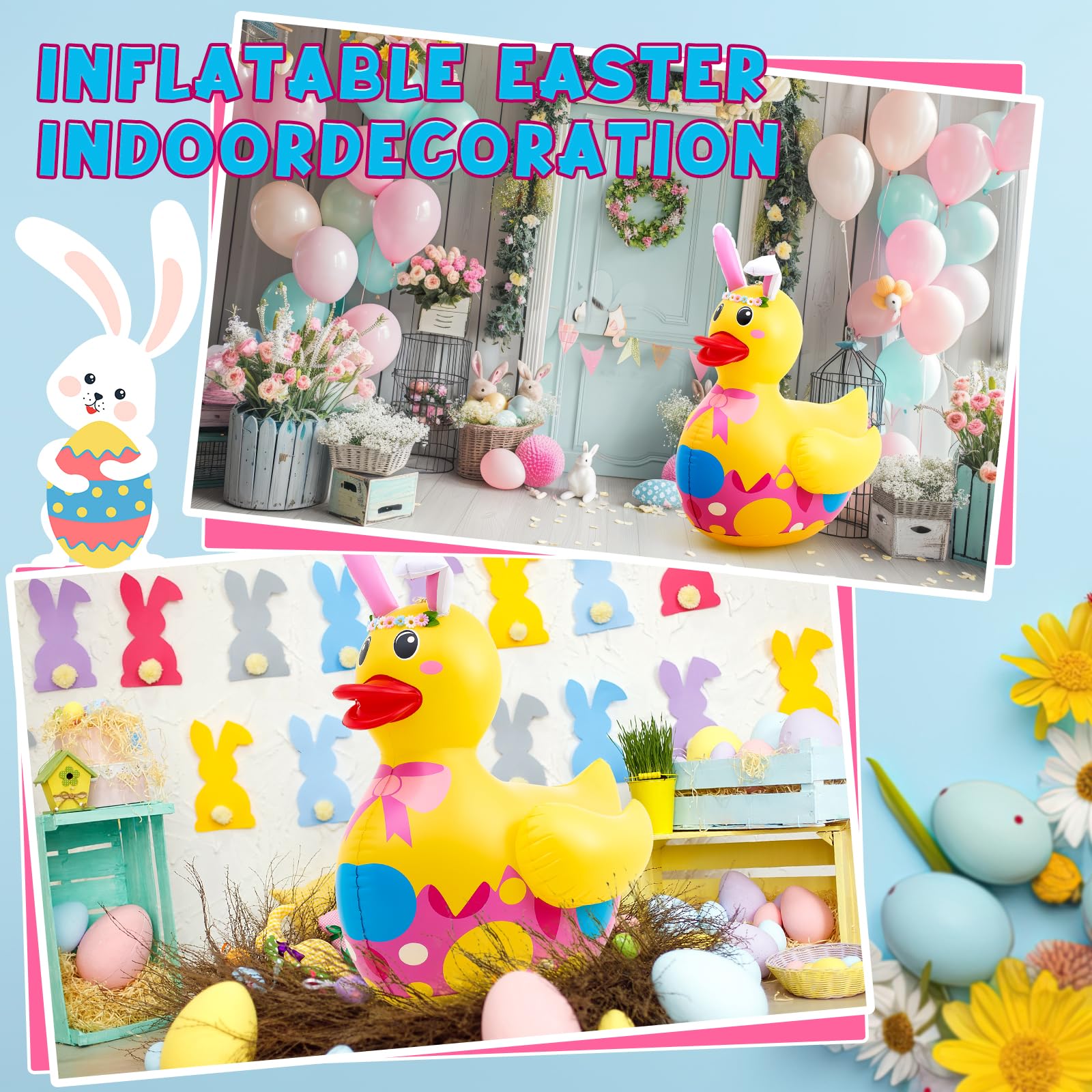 Hungdao Easter duck with eggshell garland adding playful charm to celebrations.