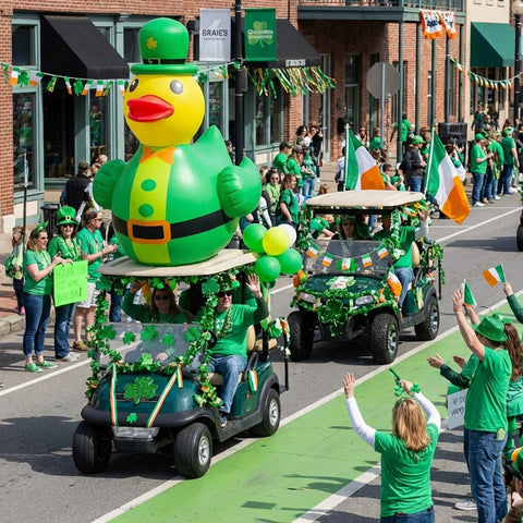 Hungdao green-suit duck with shamrocks ideal parade prop