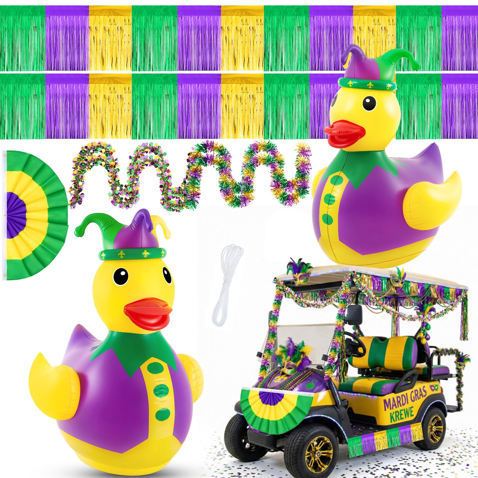 Hungdao Mardi Gras inflatable duck for yard and pool displays