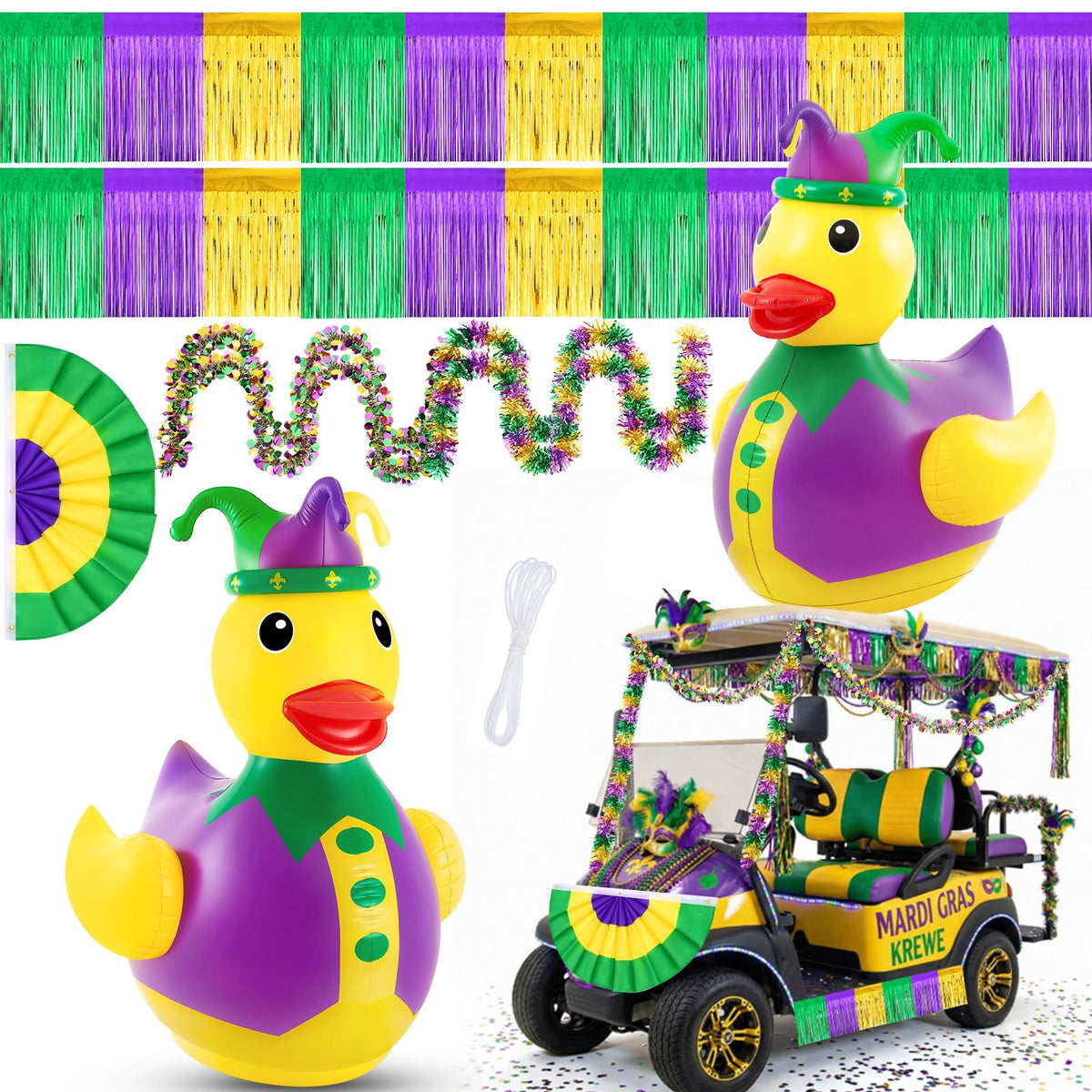 Hungdao Mardi Gras inflatable duck for yard and pool displays