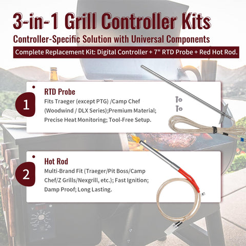 HunGrill red hot rod igniter included for fast, reliable start-up during backyard grilling.