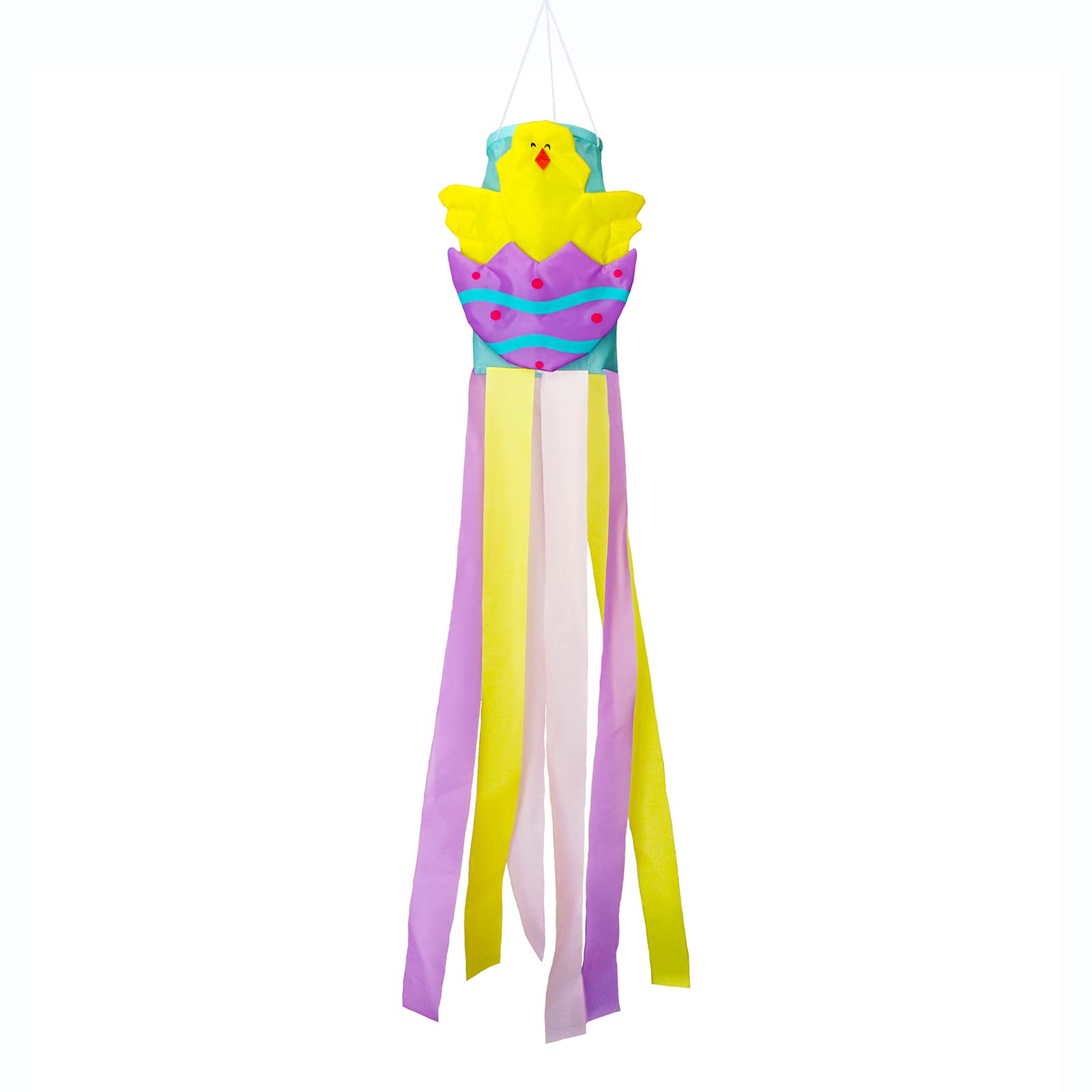 HUNGTOR Easter egg chick windsock 59in fluttering in spring breeze for yard decor