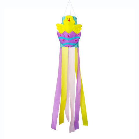 HUNGTOR Easter egg chick windsock 59in fluttering in spring breeze for yard decor