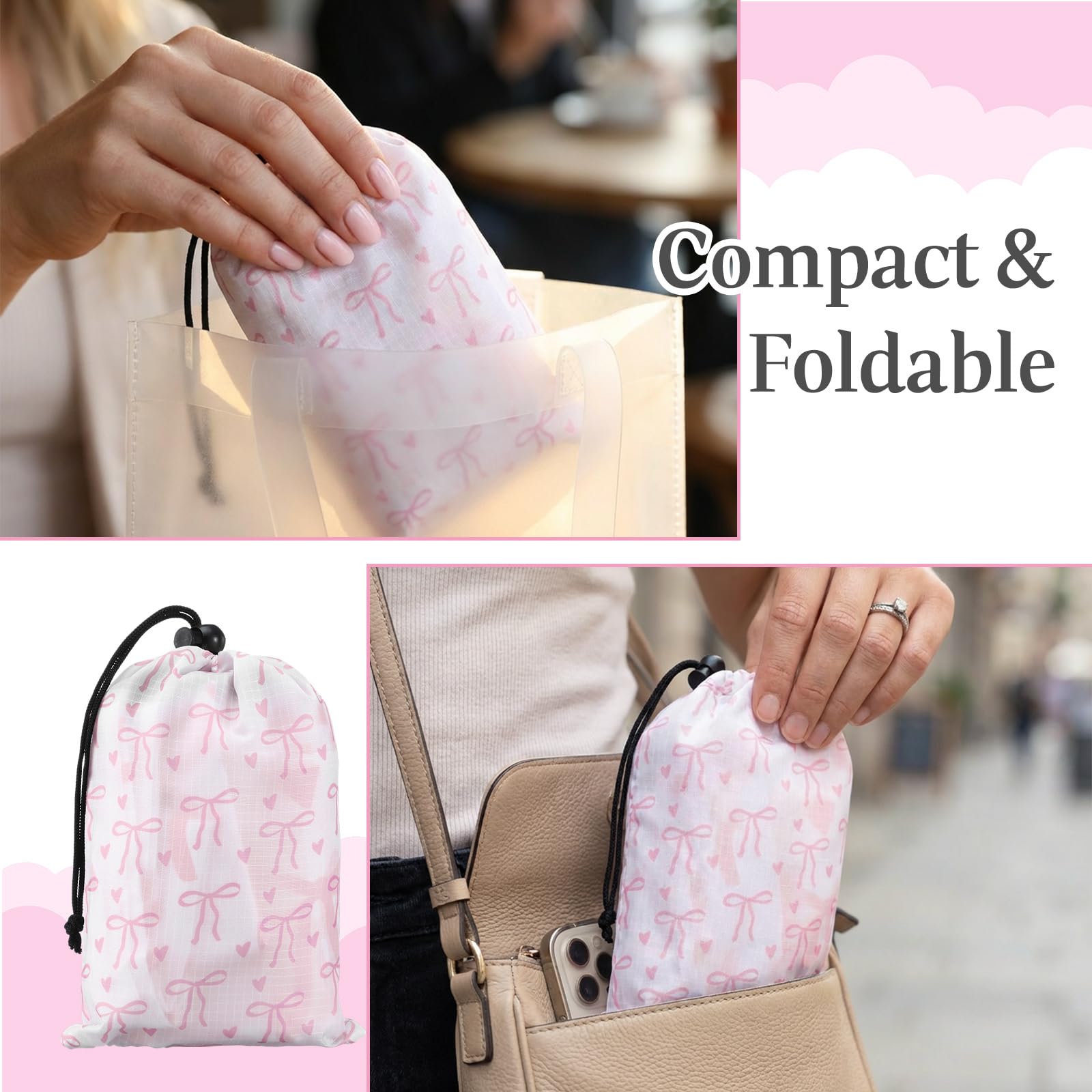 HunnmingRe Pink Bow Pocket Picnic Blanket at a festival for quick setup