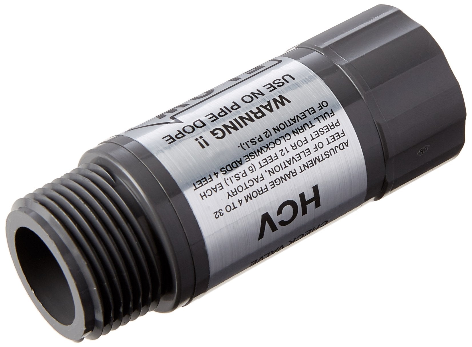 Close-up of Hunter HCV assembly highlighting Schedule 80 durability for outdoor use.