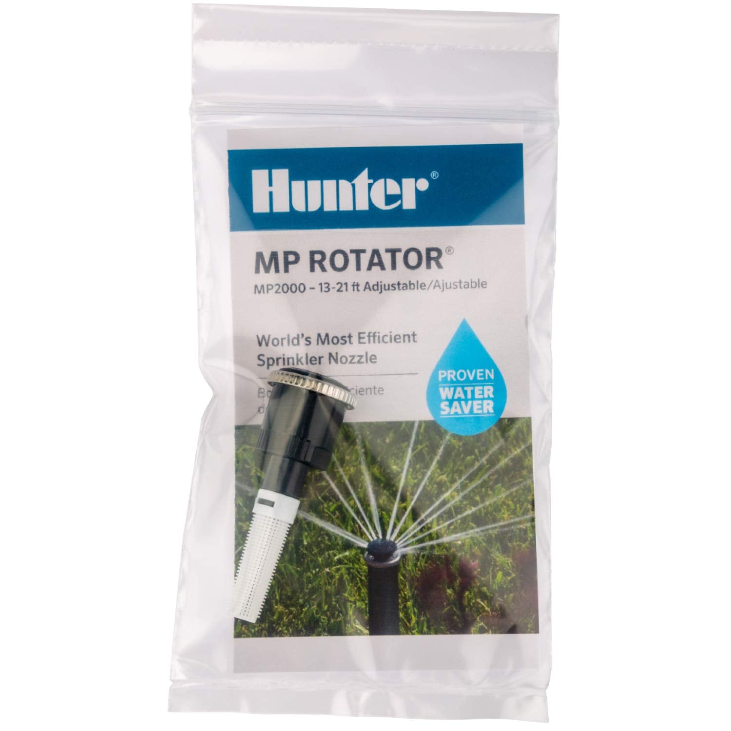 Hunter MP2000-90 low-precipitation reduces runoff and soil saturation.