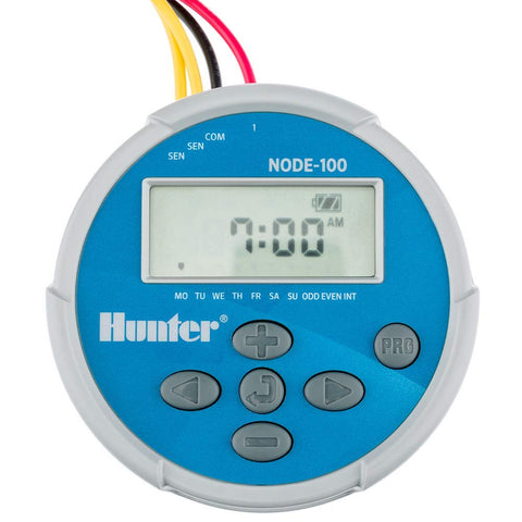 Hunter Node 100 installation close-up showing simple wire-free valve mounting.