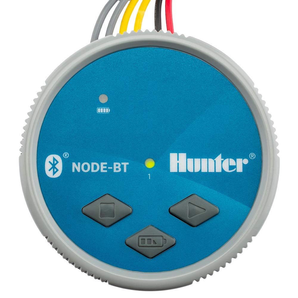 Hunter NODE-BT-100 outdoor controller exterior showing rugged waterproof housing for outdoor use.