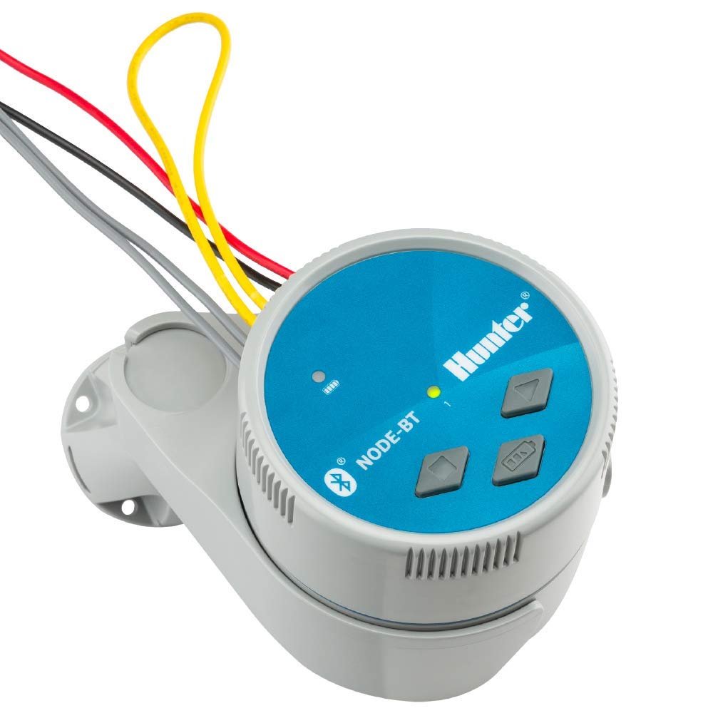 Hunter NODE-BT-100 waterproof enclosure ready for rain and sprinkler environments.