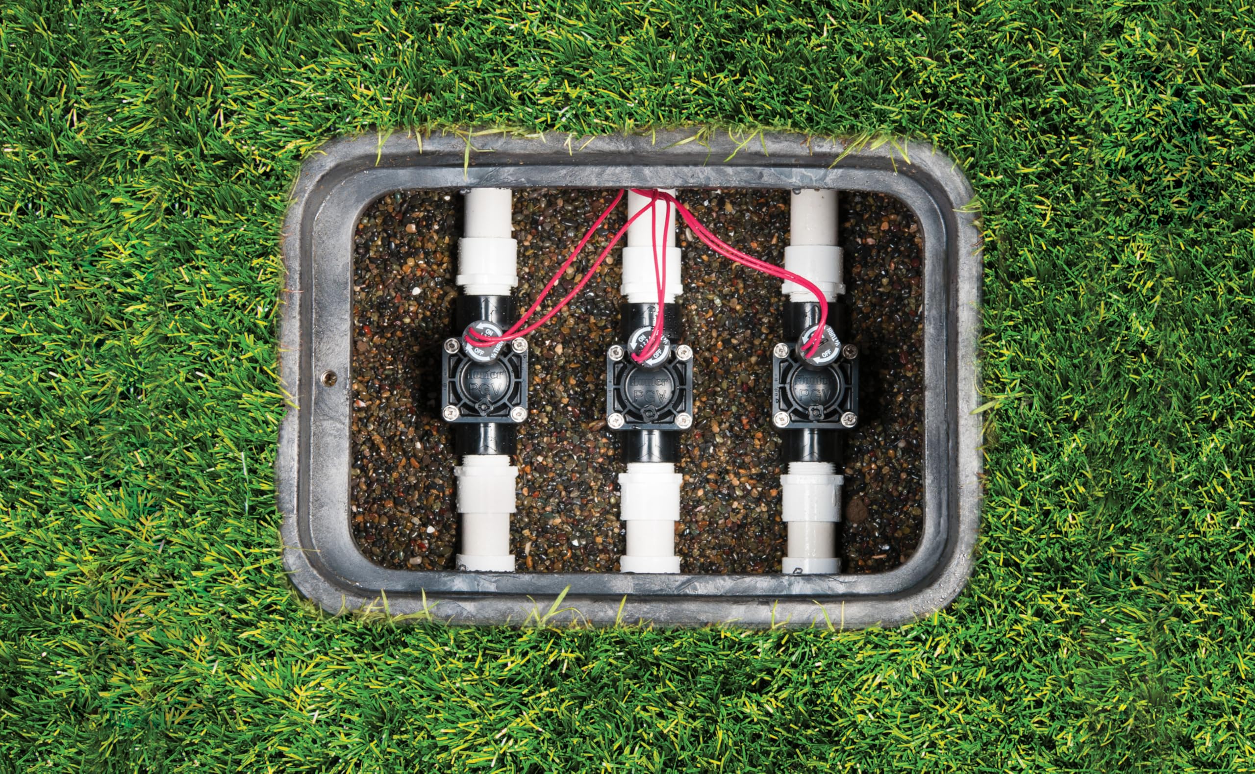 Hunter PGV-100-GS slip-slip connections enable quick valve upgrades in irrigation systems.