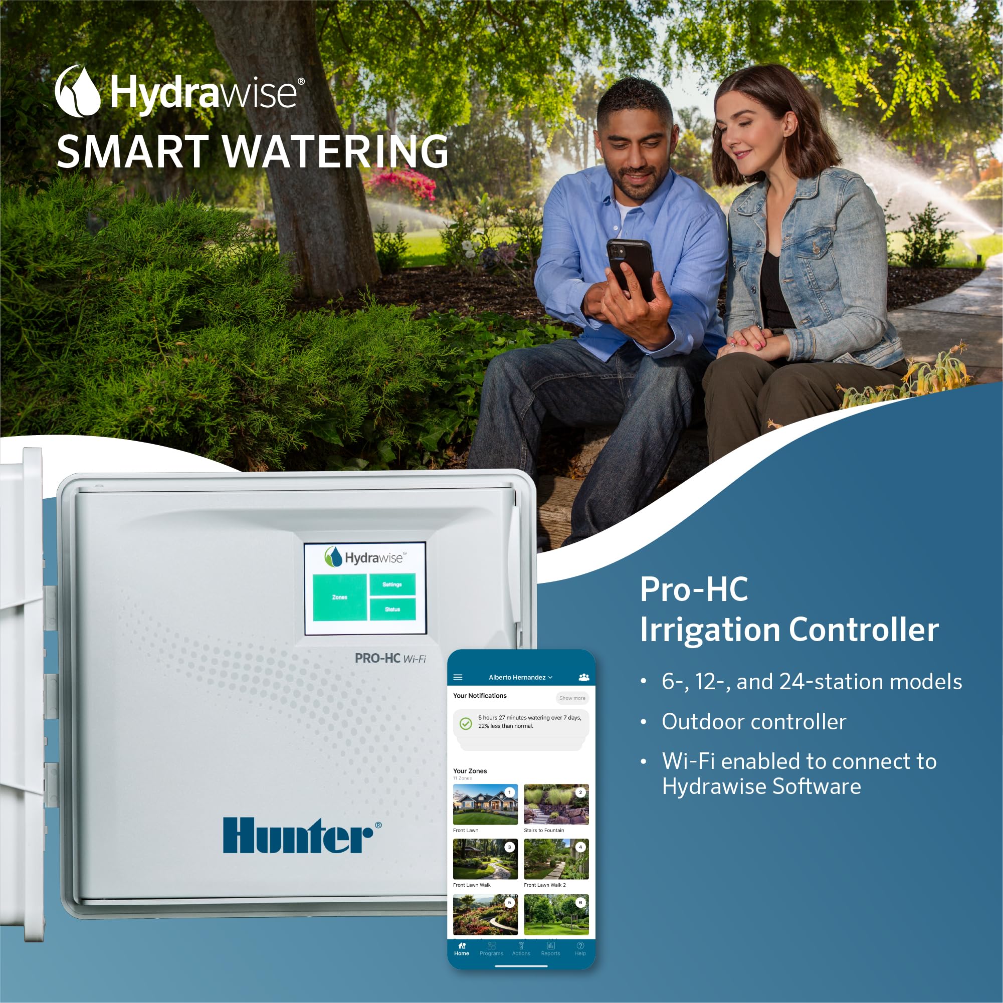 Hunter PRO-HC600 back panel showing rugged weatherproof housing for outdoor installs