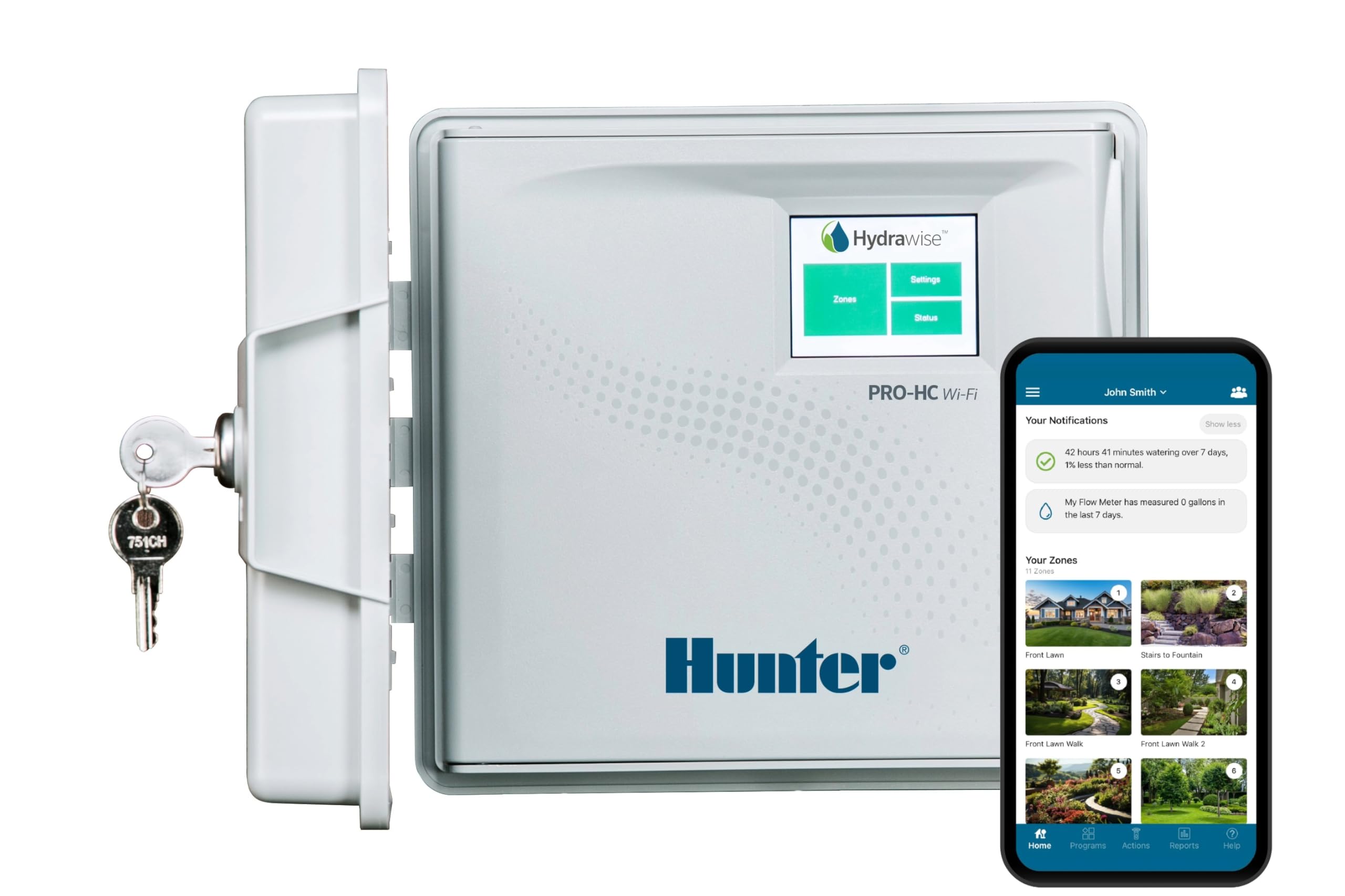 Hunter PRO-HC600 front view with the full color touchscreen for easy setup
