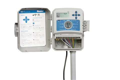 Hunter WAND X2 controller integration enables smart irrigation.
