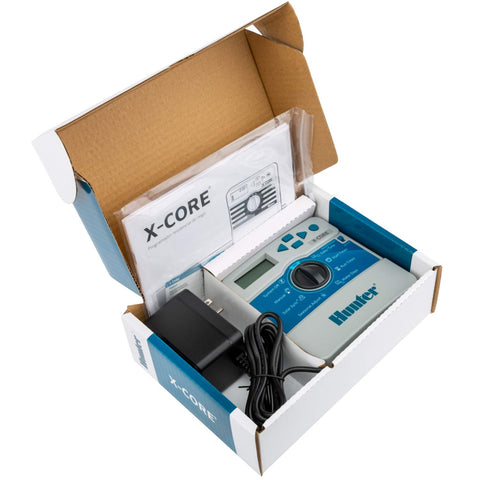 Hunter X-Core XC400I memory backup protects programs during outages for uninterrupted irrigation.