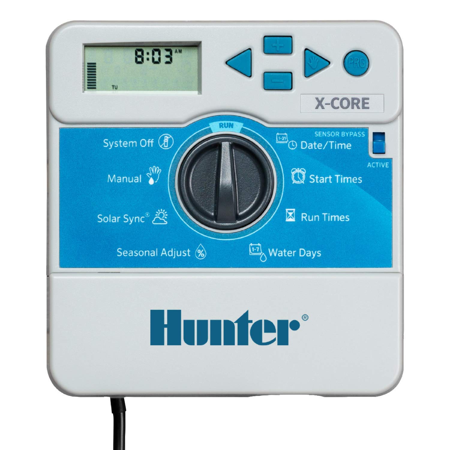 Hunter X-Core XC600i front view shows the 6 zone timer for reliable lawn irrigation