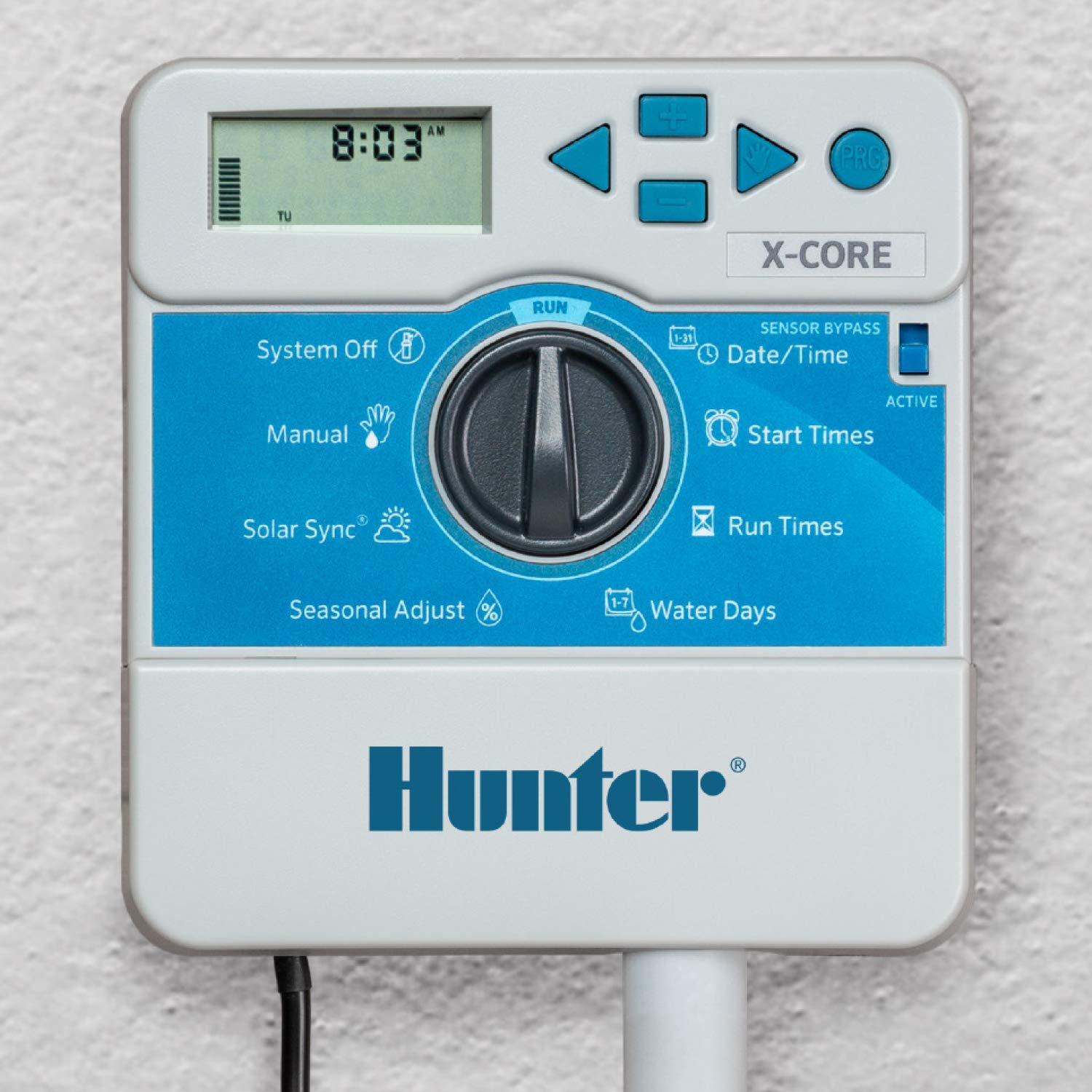 Hunter X-Core XC600i installed in a garage offers compact indoor irrigation control