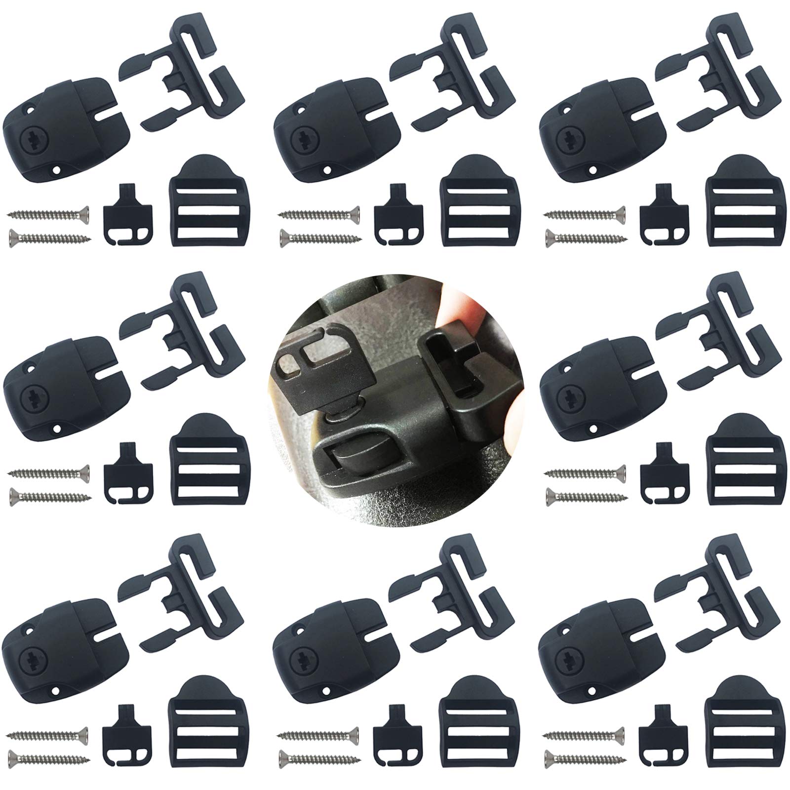 Huouo 8-set spa latch repair kit with latches, slides, keys and screws for secure hot tub closures