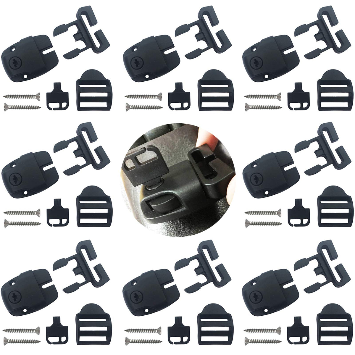 Huouo 8-set spa latch repair kit with latches, slides, keys and screws for secure hot tub closures