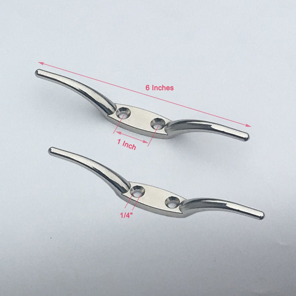 Huouo 6-inch silver cleat with mounting screws enables quick, secure boat and tarp setups.