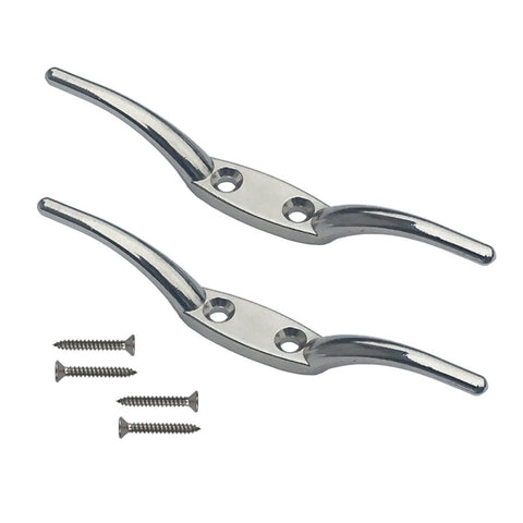 Huouo flagpole cleat hook 6-inch silver secures rope for wind-prone flags.