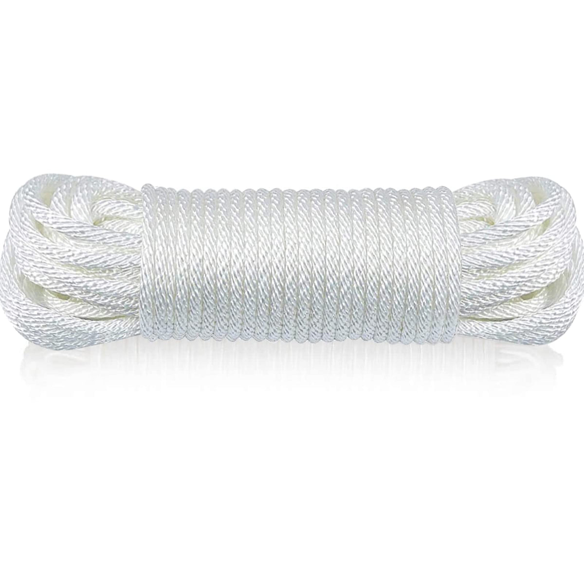 Huouo flagpole rope quarter-inch 50ft solid braid on a pole for durable outdoor displays.