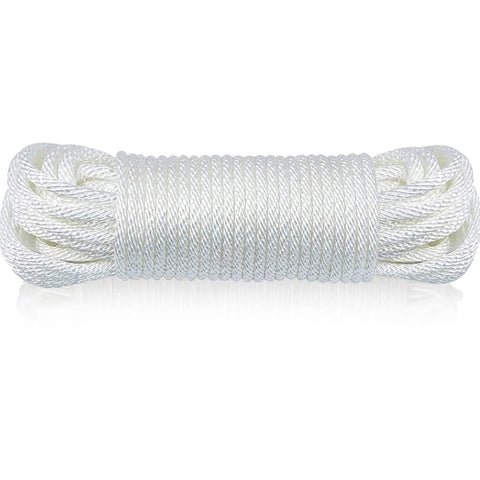 Huouo flagpole rope quarter-inch 50ft solid braid on a pole for durable outdoor displays.