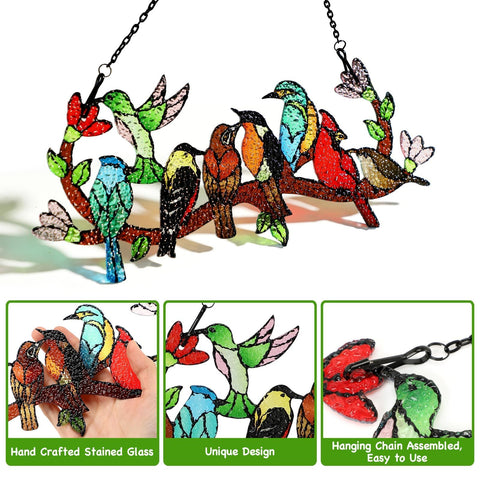 Huray Rayho double-side glass panel suncatcher displays art from both sides, ideal for windows.