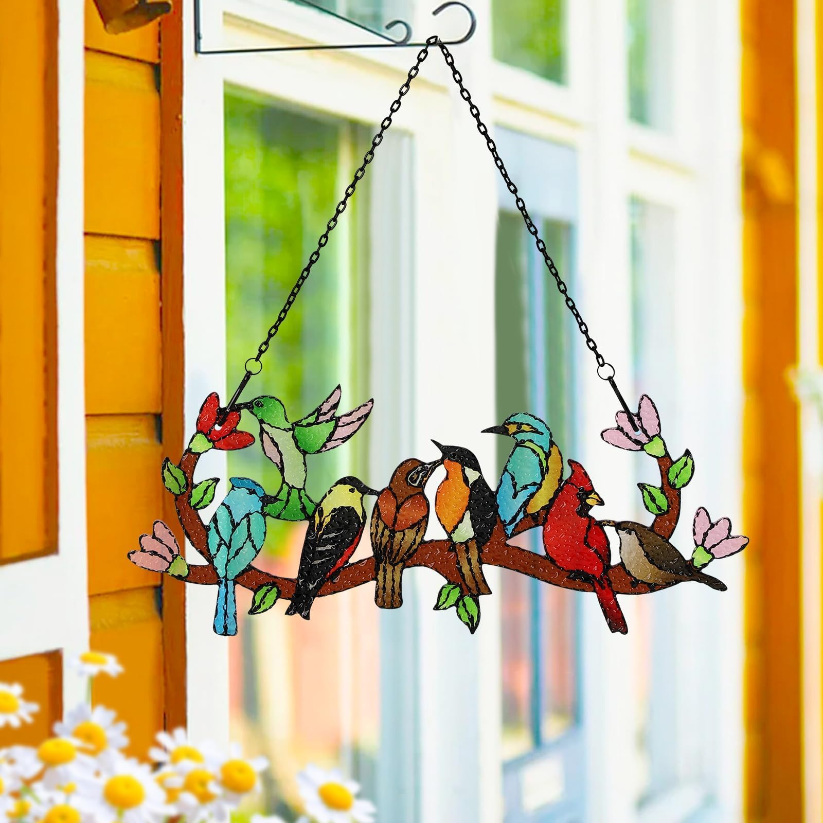 Huray Rayho metal chain hanging suncatcher easily decorates windows, doors, or walls.
