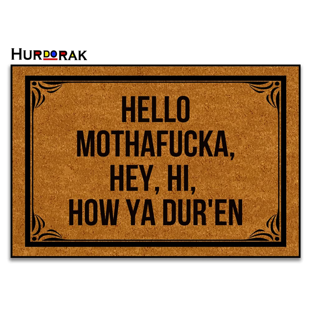 Hurdorak Hello Mothafucka doormat greeting guests with bold style and quick moisture absorption.
