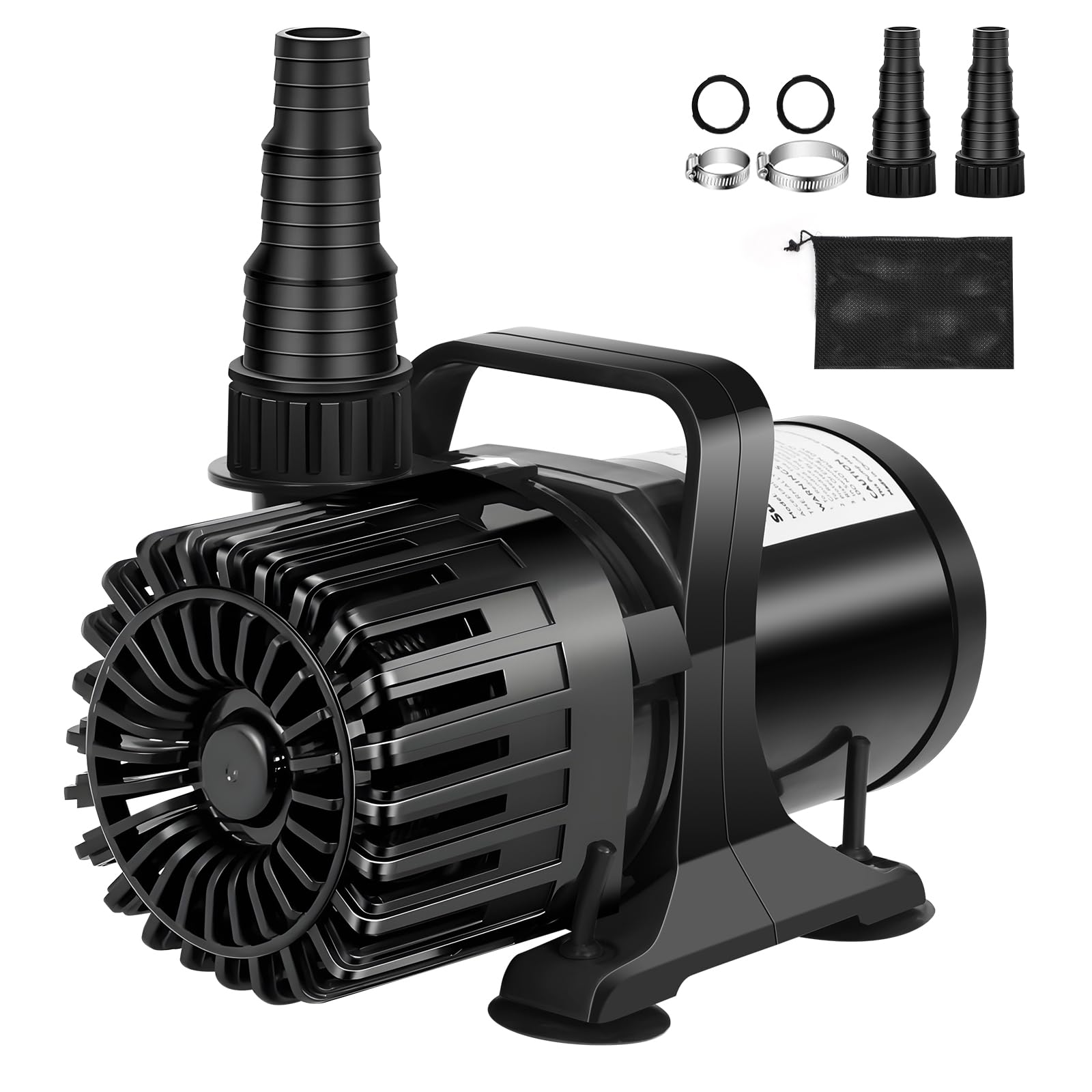 Hurmovae 100W submersible pond pump powering a koi pond for steady circulation