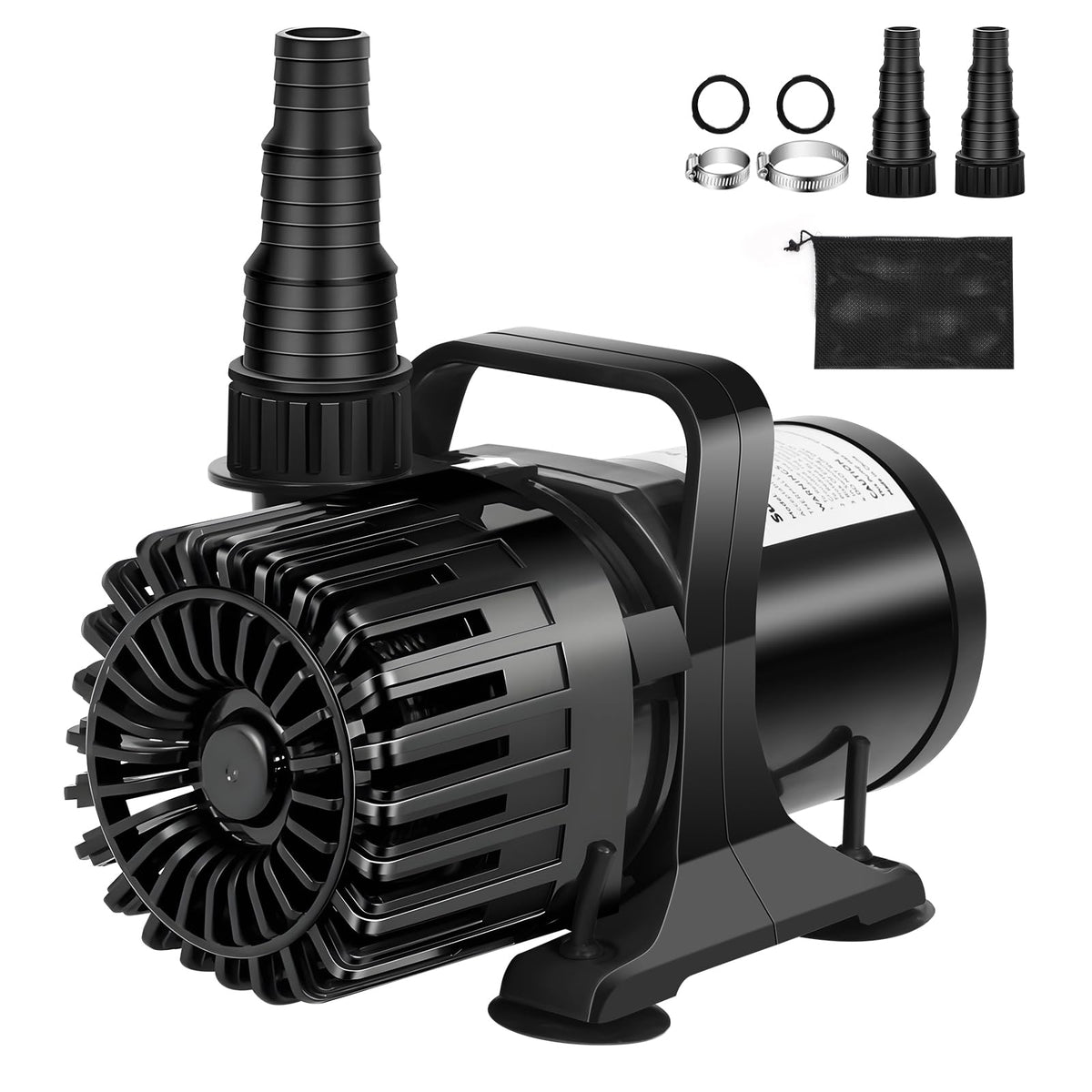 Hurmovae 100W submersible pond pump powering a koi pond for steady circulation