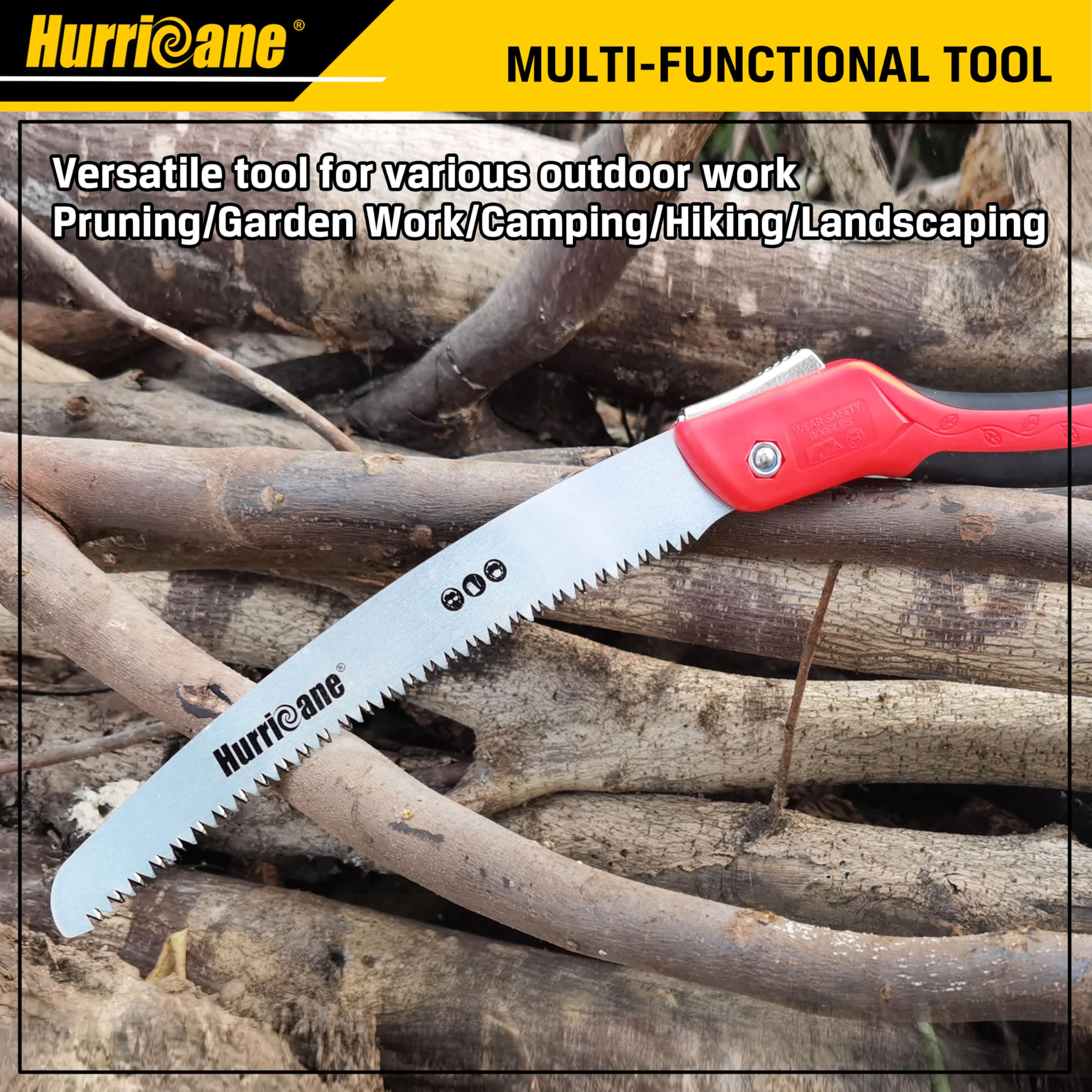 HURRICANE folding saw capable of cutting green and dry wood with ease.