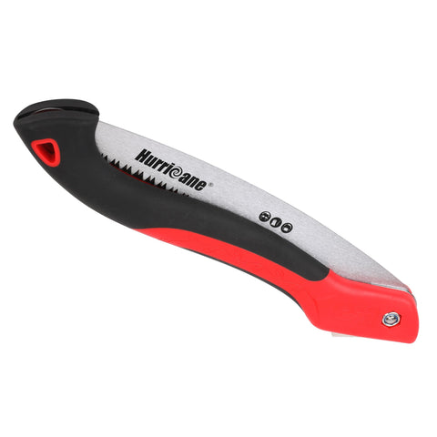 HURRICANE folding saw packed for hiking or camping trips.