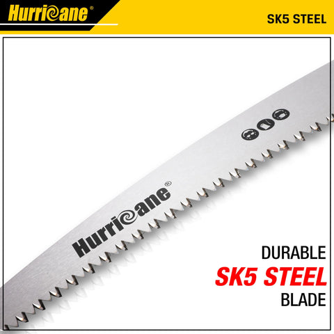 HURRICANE folding saw safety lock mechanism reducing accidental openings.