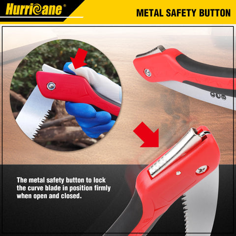 HURRICANE folding saw soft non-slip handle provides secure grip in wet conditions.