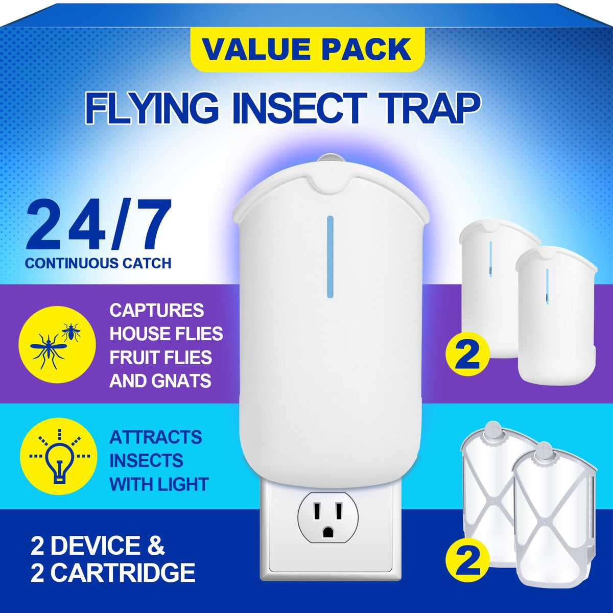 Husaco two traps mounted on wall to curb indoor flies.