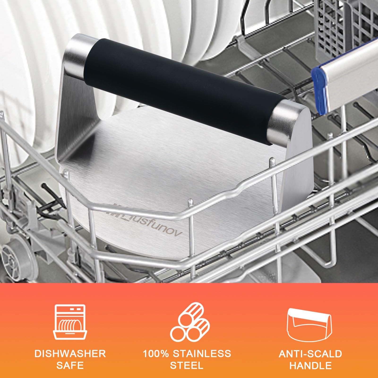 Husfunov dishwasher-safe construction simplifies cleaning after cooking
