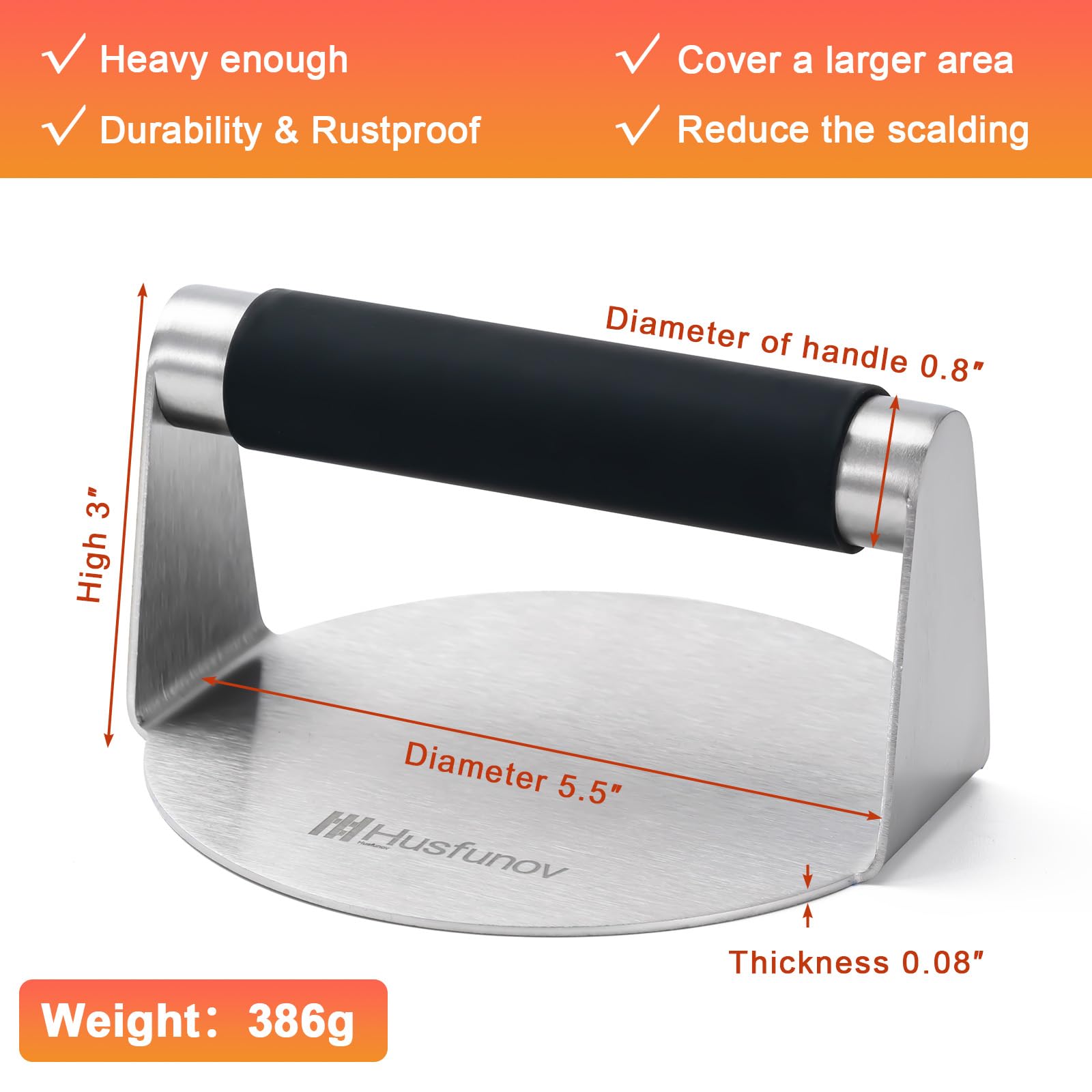 Husfunov non-stick surface releases patties cleanly for easy cleanup
