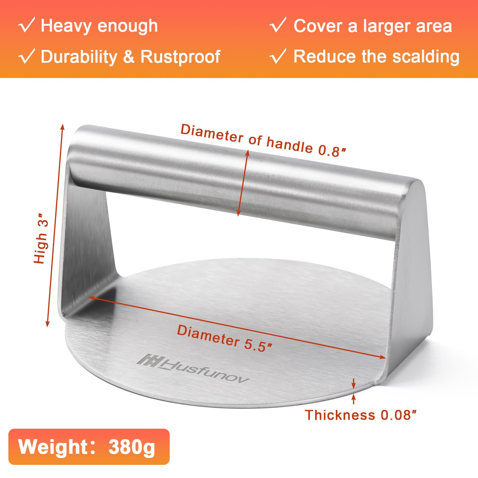Husfunov burger press non-stick surface keeps patties intact.