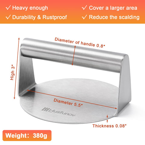 Husfunov burger press non-stick surface keeps patties intact.