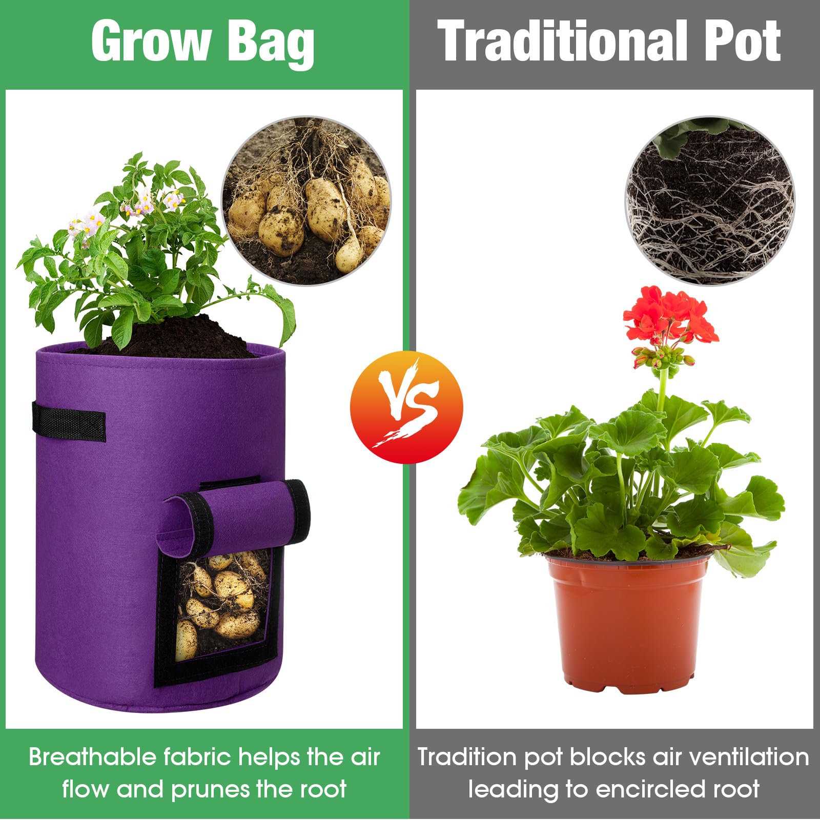 Hushee versatile bag suitable for potatoes, carrots, onions and other vegetables indoors or outdoors.