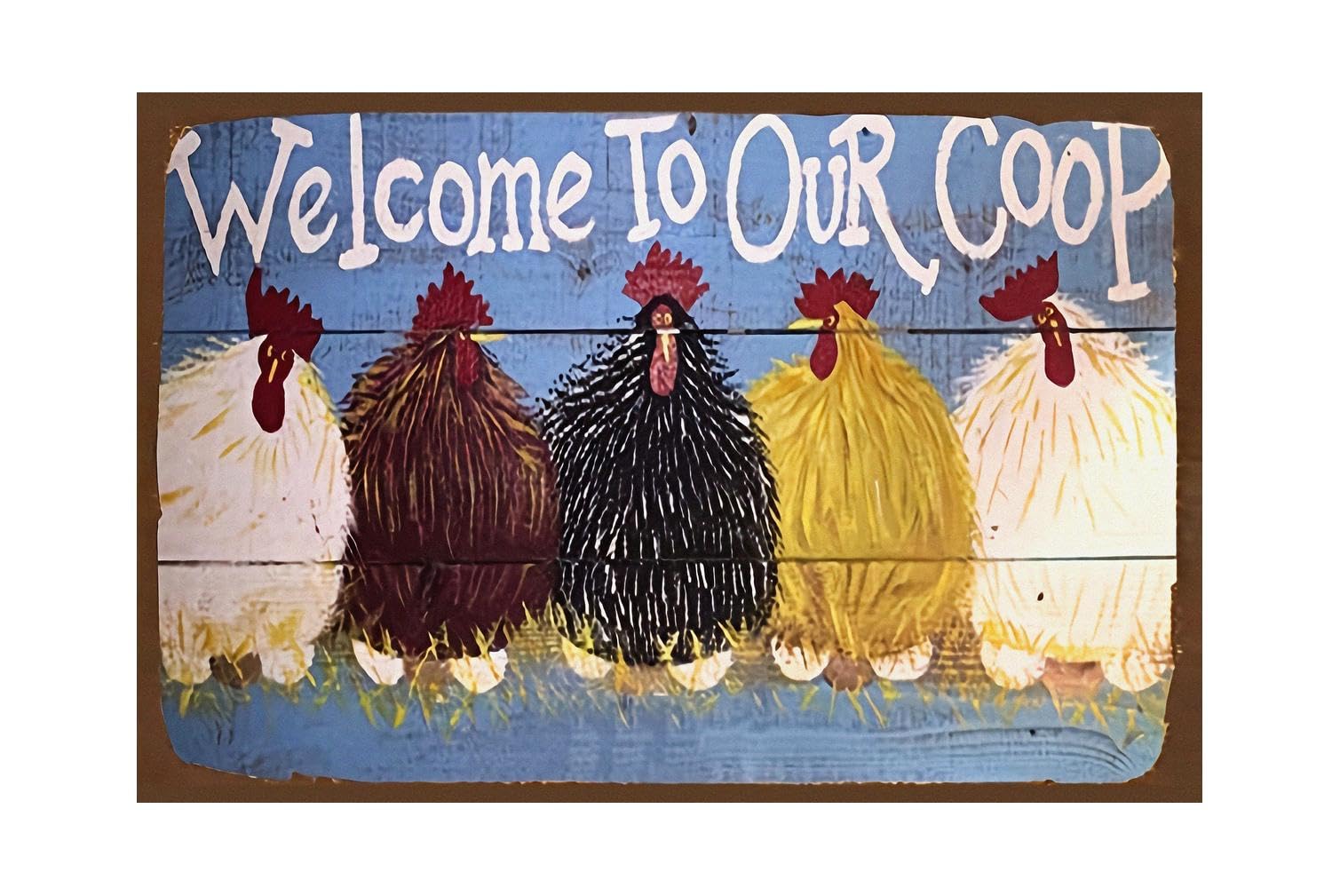 Husienzn funny chicken sign metal coop decor for outdoor charm