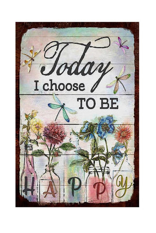 Husienzn Funny Flowers Dragonfly Metal Sign on garden wall adds rustic charm.