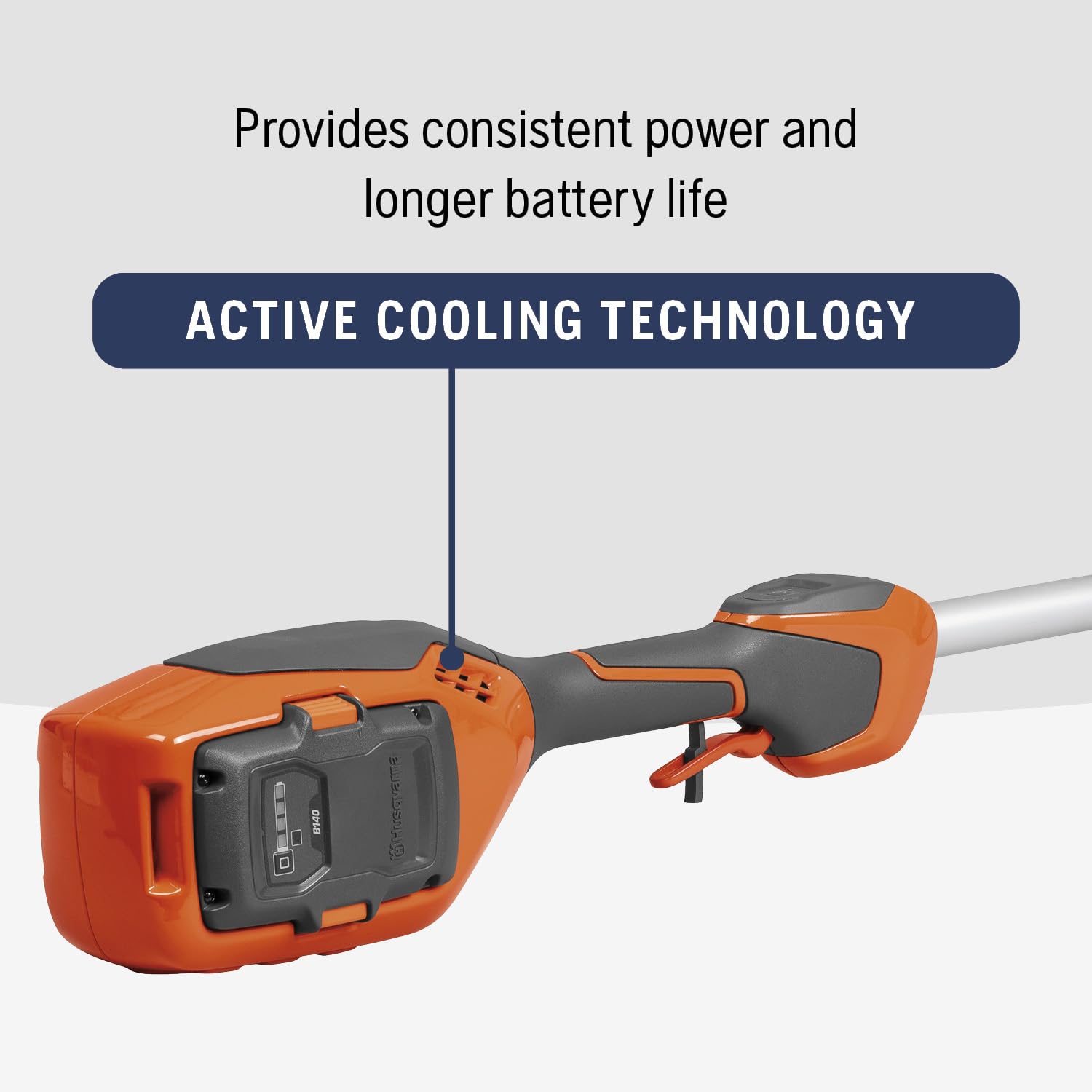 Husqvarna 110iL FLXi support wheel enhances edging control.