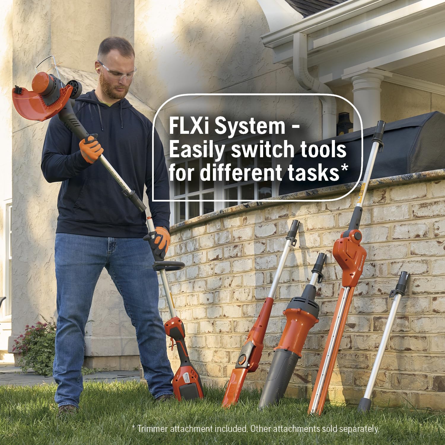 Husqvarna 110iL FLXi trimmer with edge mode for clean borders.