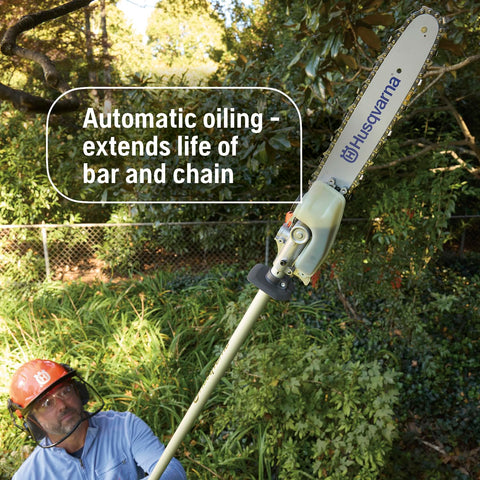Husqvarna 122LKP automatic oiling system helps bar and chain last longer.