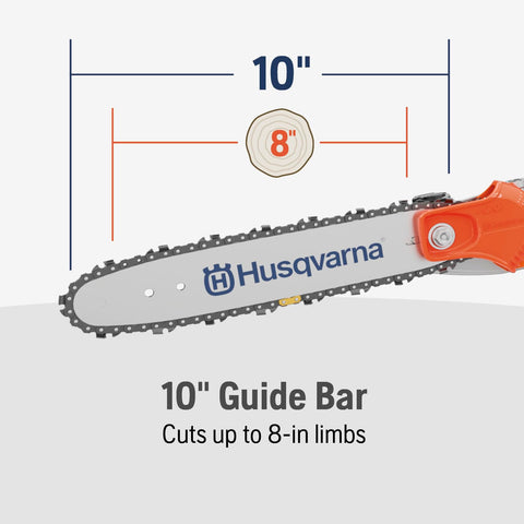 Husqvarna 122LKP cuts up to 8 inches for versatile yard pruning.