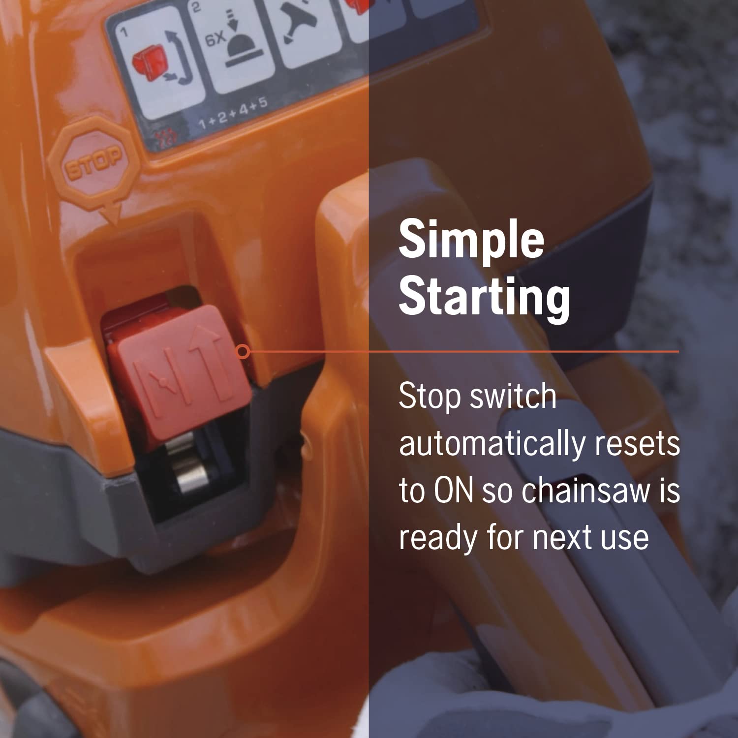 Husqvarna 130 automatic oiler maintains consistent chain lubrication.