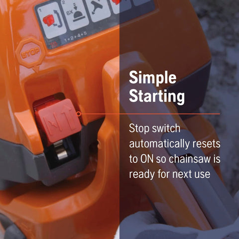 Husqvarna 130 automatic oiler maintains consistent chain lubrication.