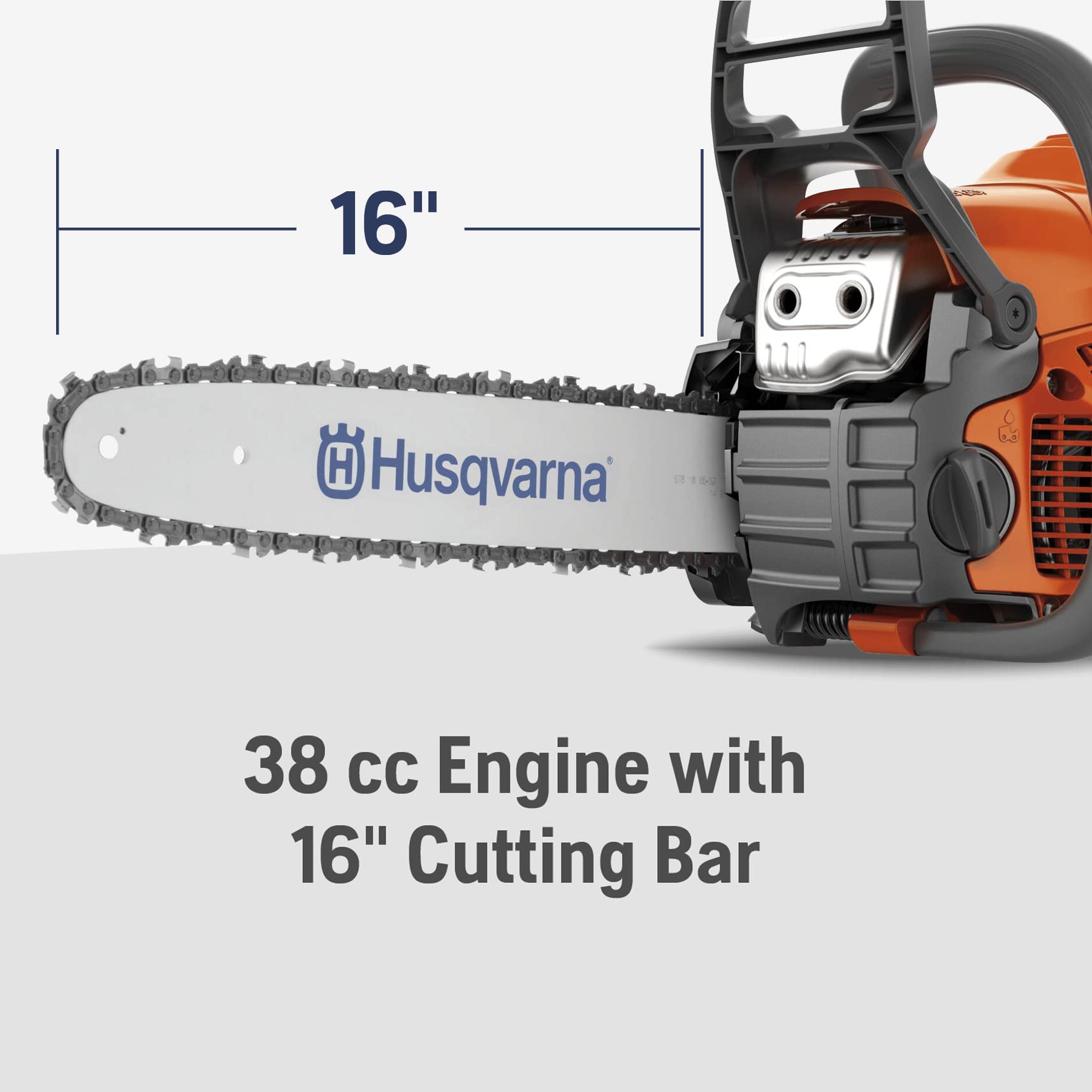 Husqvarna 130 inertia chain brake engaged for kickback protection.